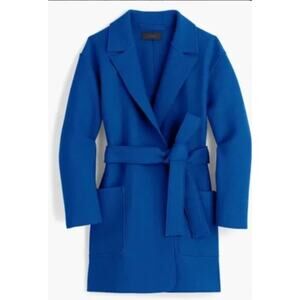 J.Crew Camille Boiled Wool Wrap Coat, M, Cobalt Blue Belted Fall Capsule Preppy